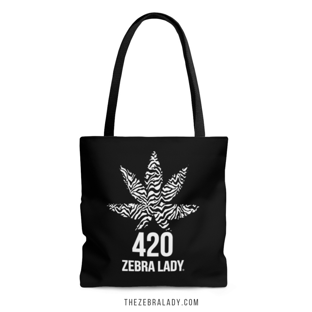 420 Zebra Lady Tote Bag Black