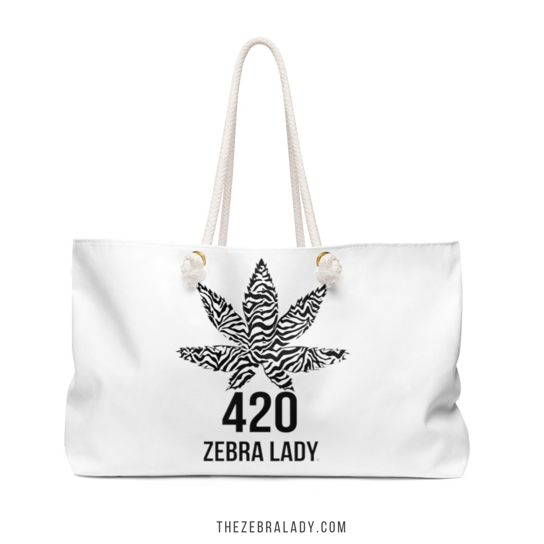 420 Zebra Lady Rope Handle Tote White