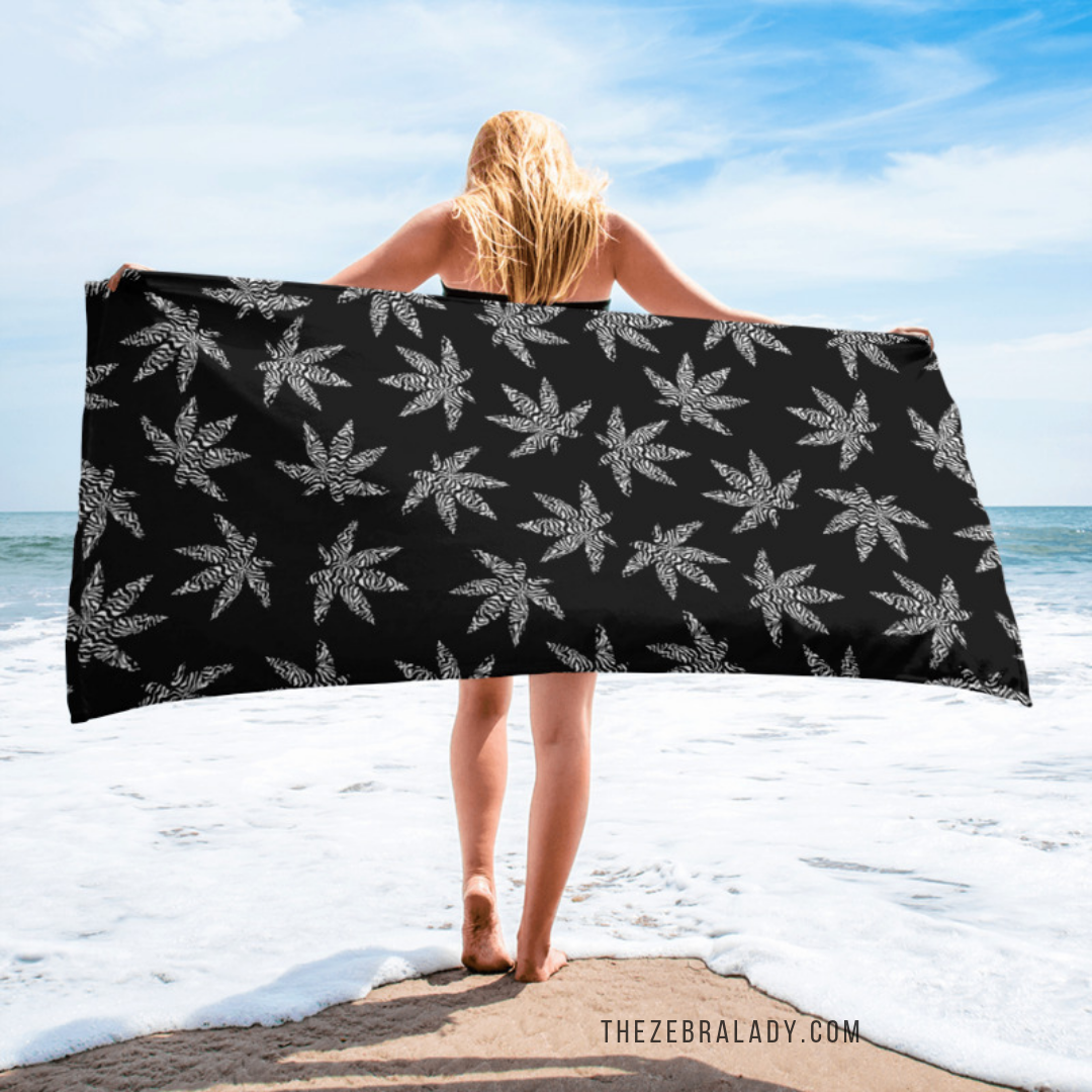Beach Towel 30 x 60 inch 420 Zebra Lady Multi Black