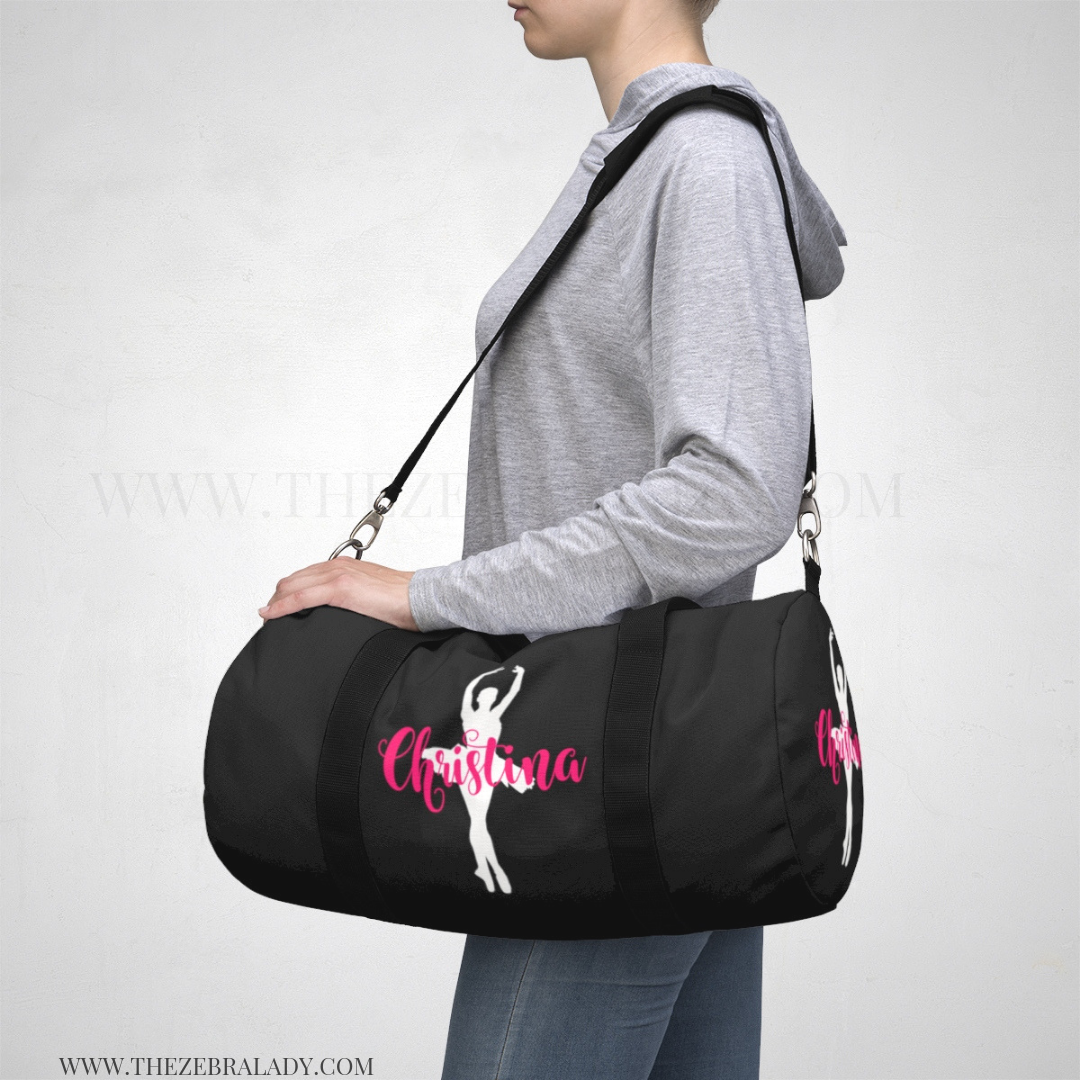 Ballerina Ballet Silhouette Personalize Duffel or Duffle Bag 
