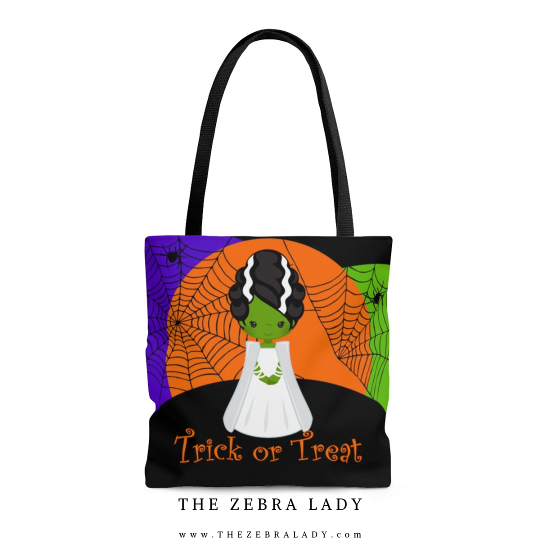 Cute Bride of Frankenstein Halloween Trick or Treat Tote bag