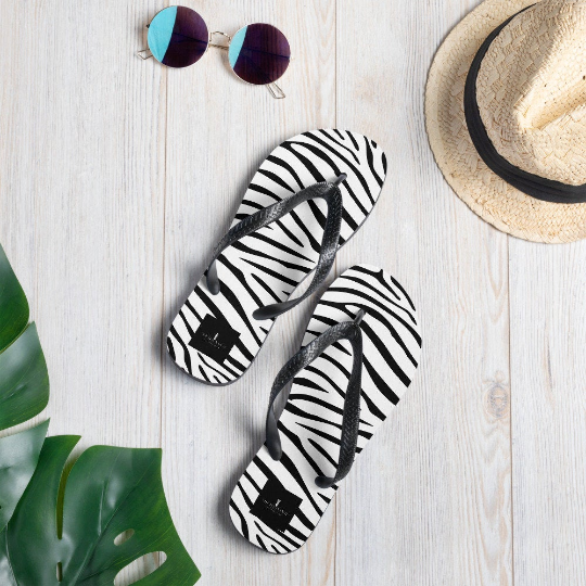 White Black Zebra Chic Flip-Flops Unisex