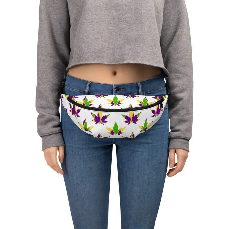 420 Mardi gras White Fanny Pack