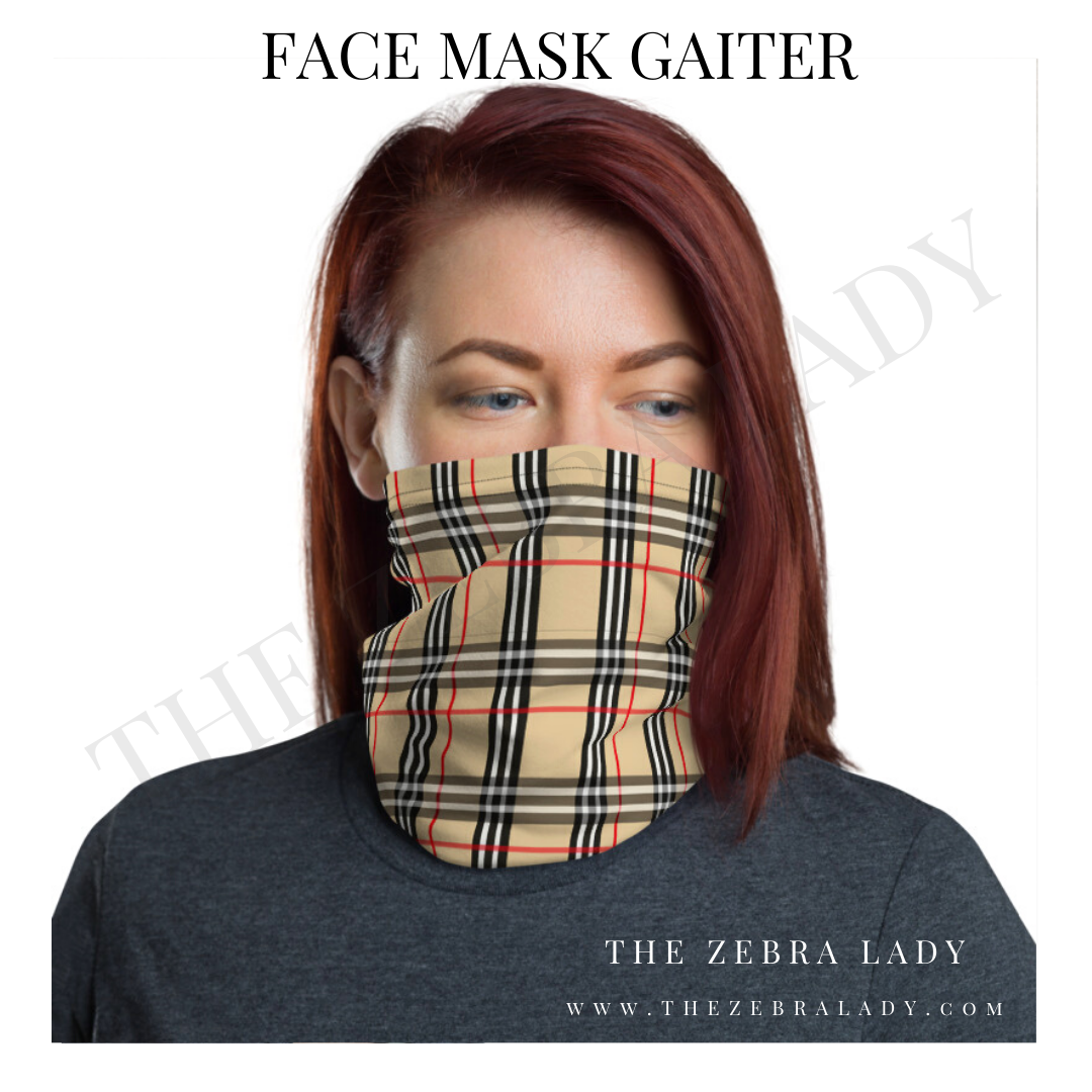 Tan Plaid Tartan Neck Gaiter