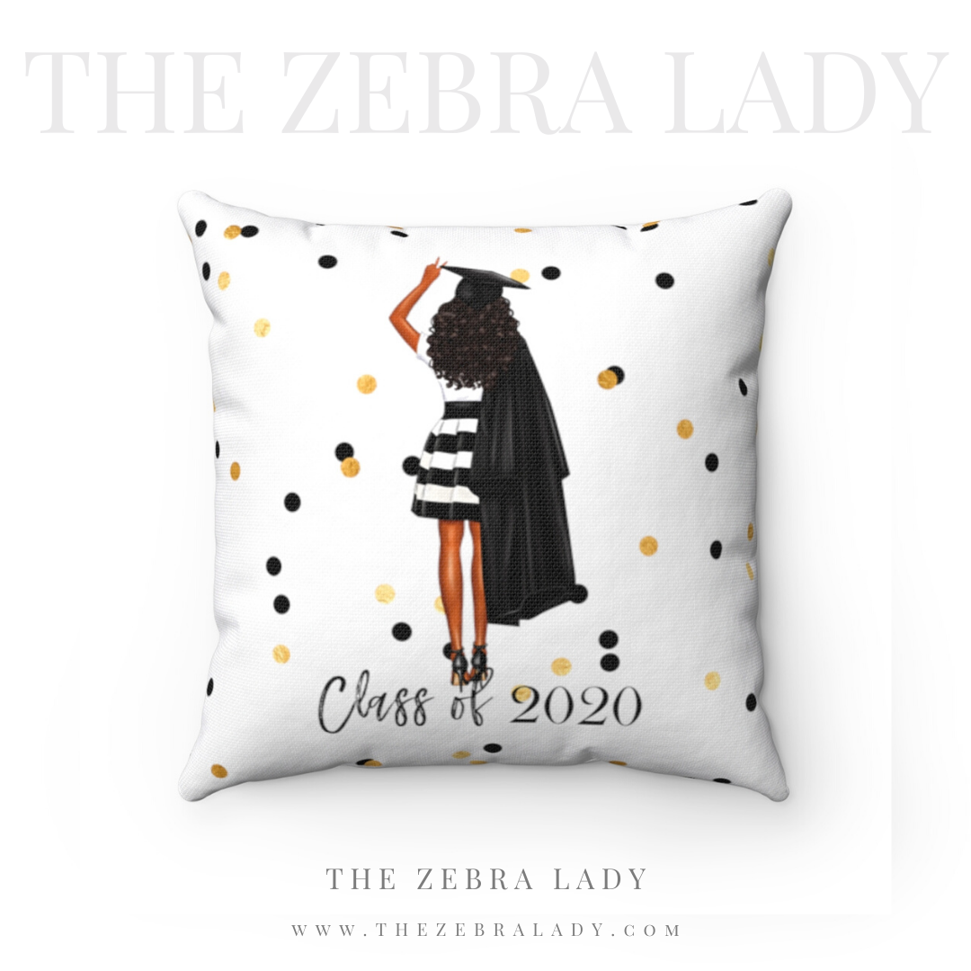 Graduation Chic Pillows Class of 2020 African American Style 2 thezebralady.com