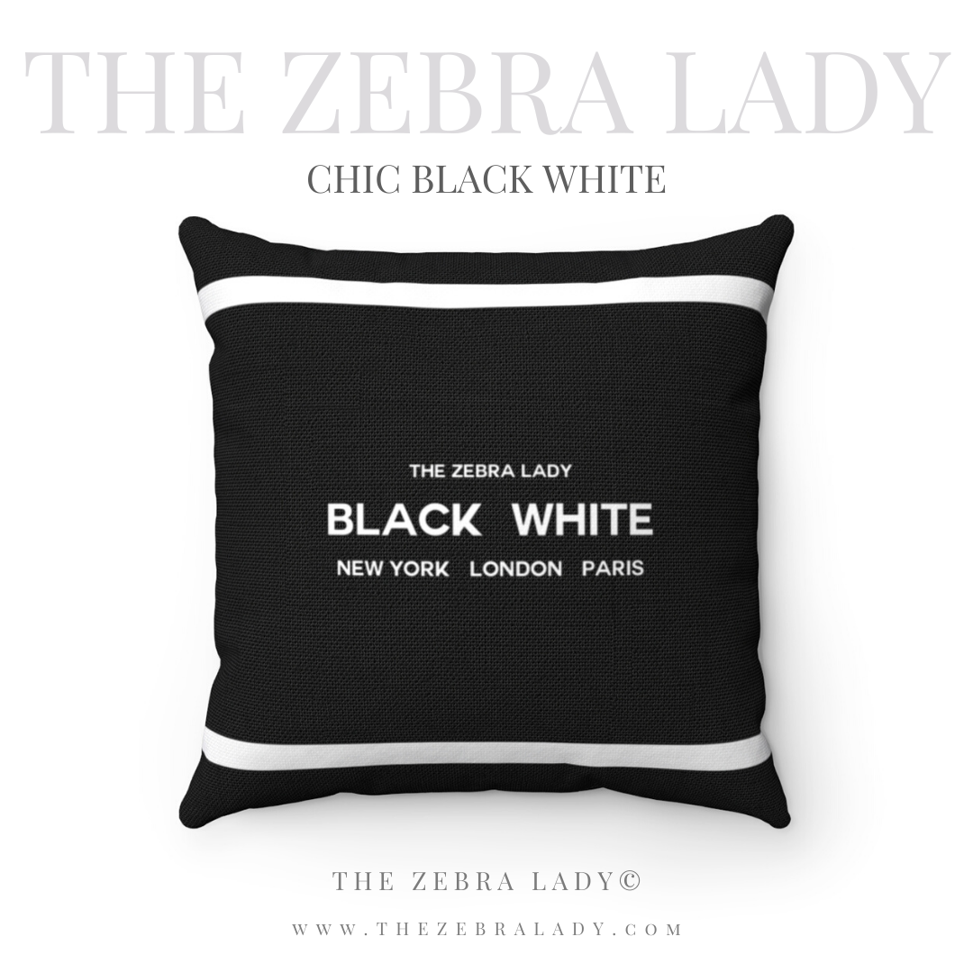 BLACK WHITE TZL Black &amp; White Square Pillow