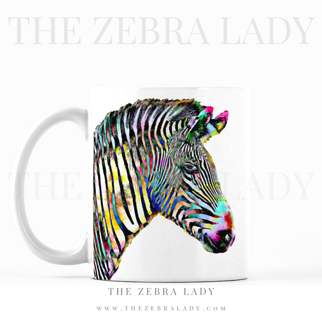 Multi Color Zebra by Artist Monique Layzell© Coffee Mug 11 Oz Mug