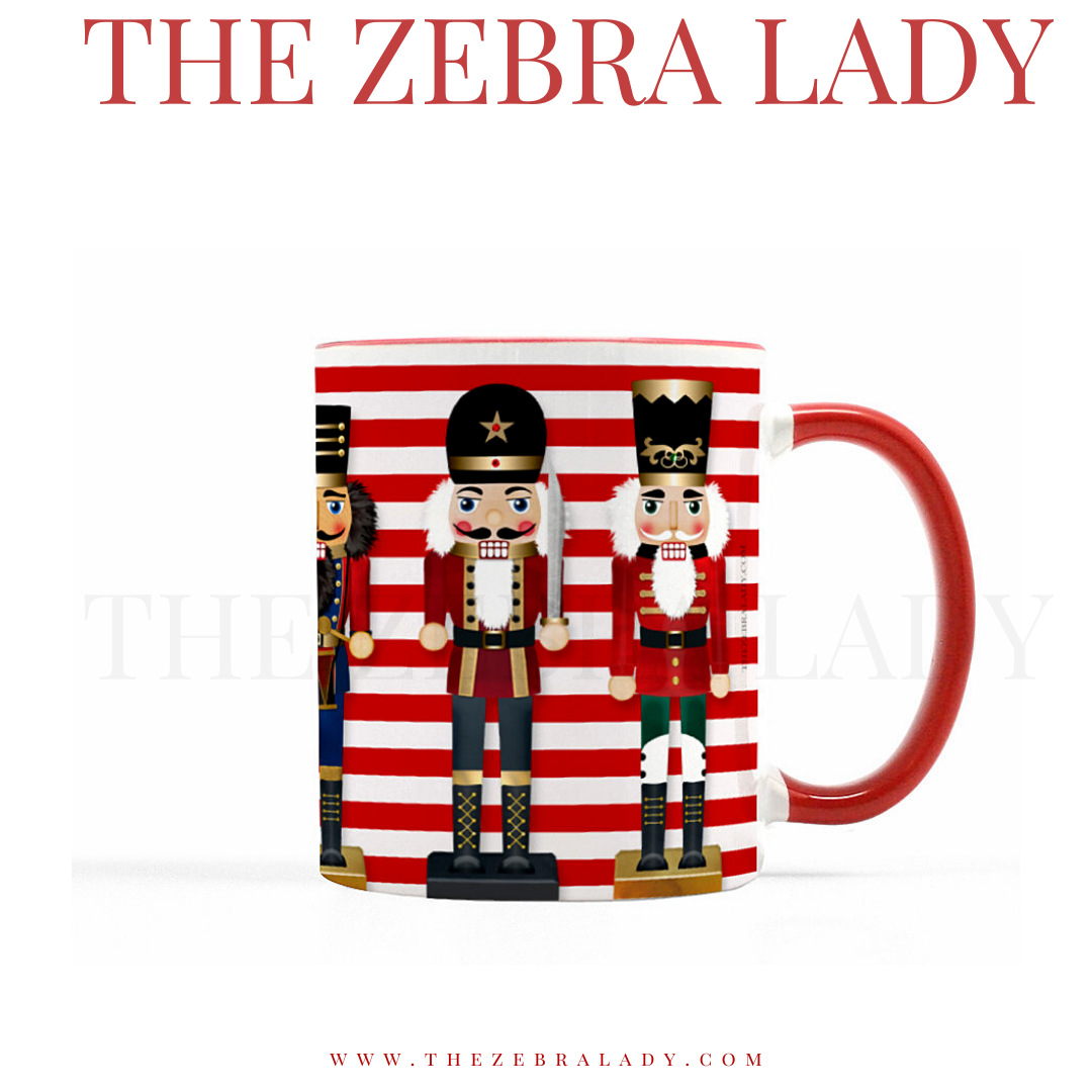 Christmas Nutcrackers Mug Red Stripe Red handle Coffee mug