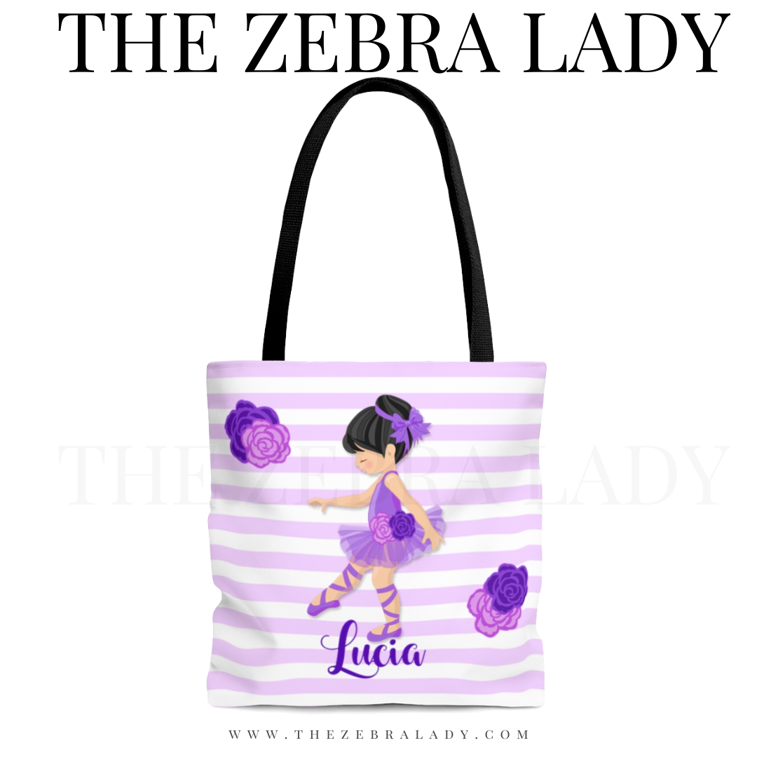 Purple Ballet Girl Dance Tote Bag