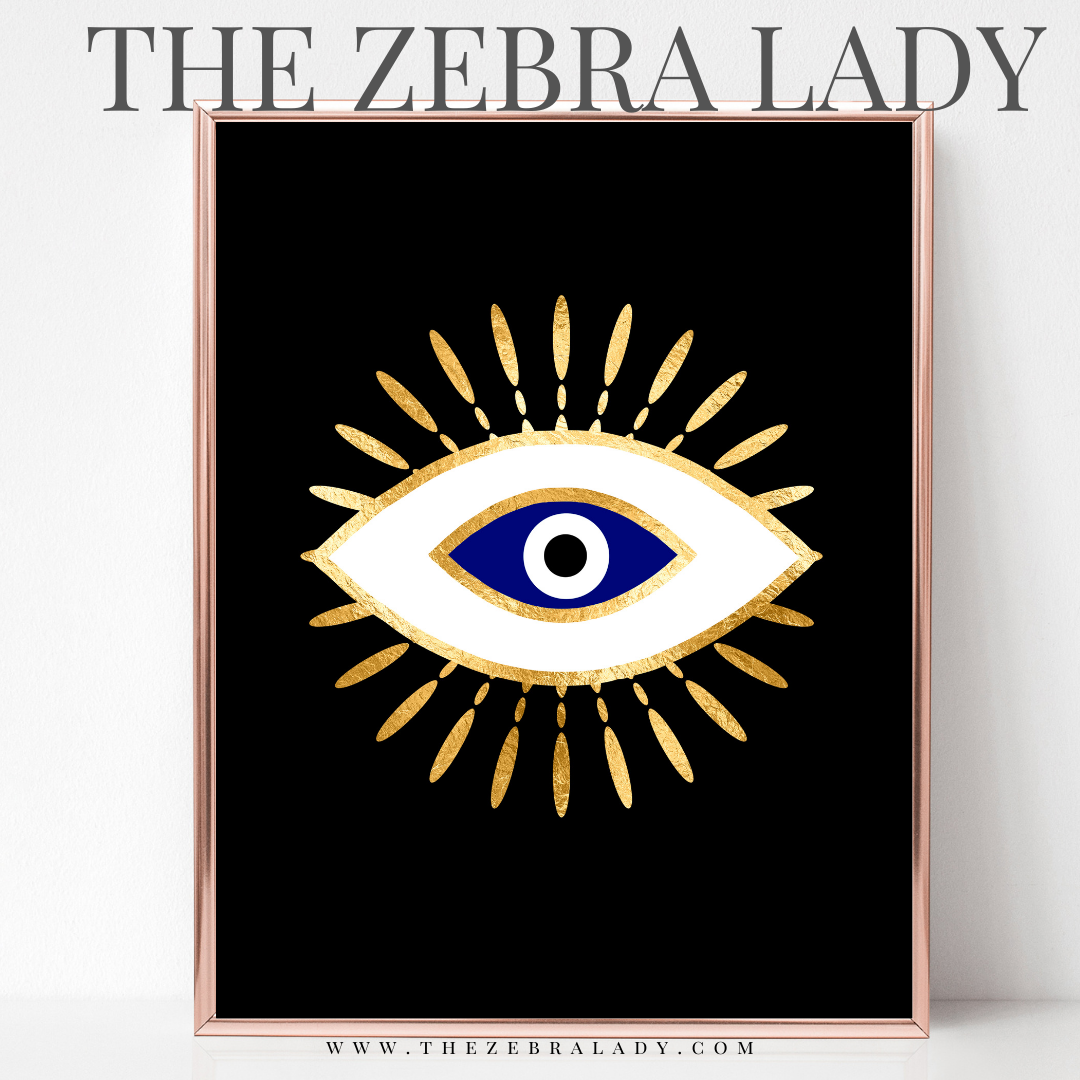 Evil Eye Blue Black Art Print