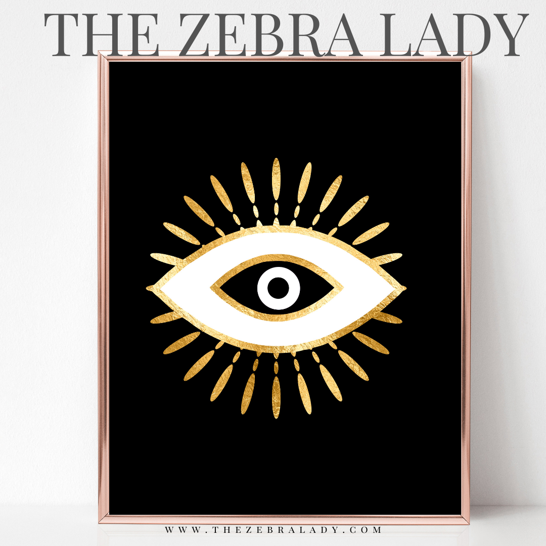Evil Eye Black Black Background Art Print