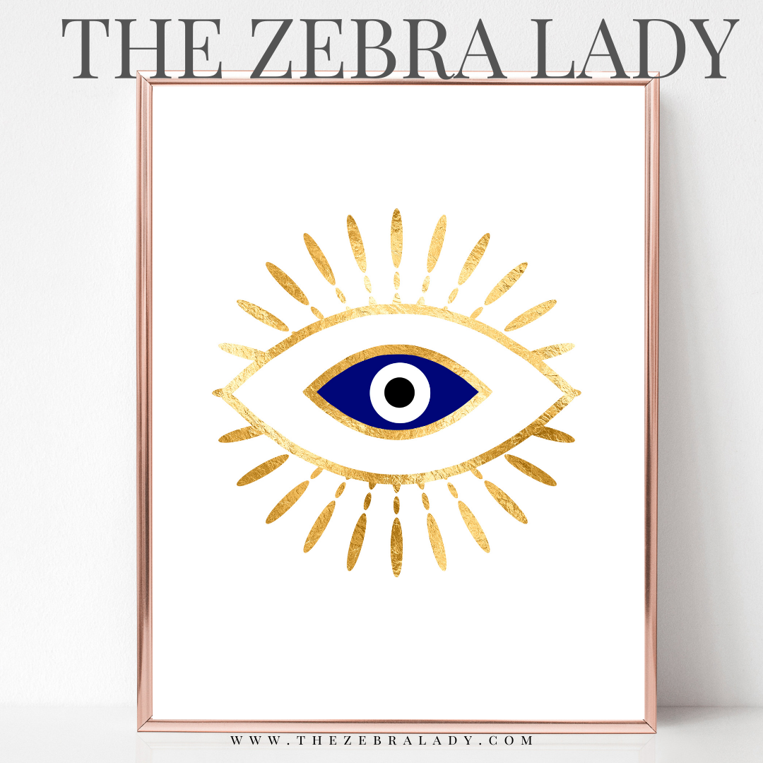Evil Eye Blue White Art Print