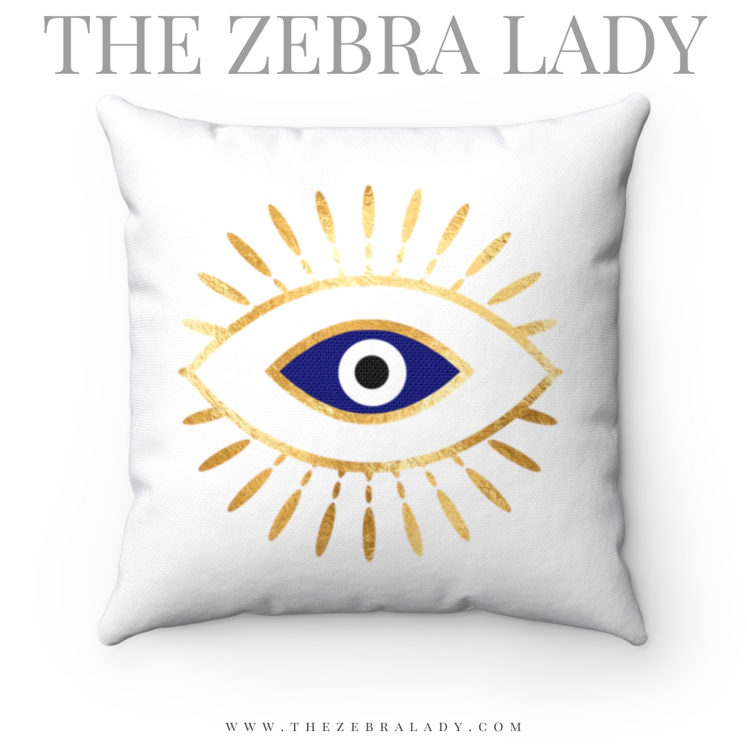 Blue Evil Eye Zen Square Pillow Black or White