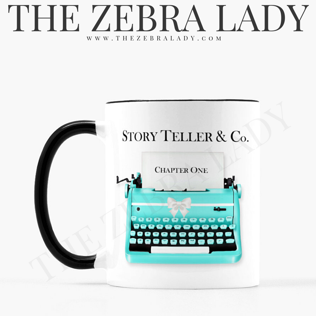 Story Teller &amp; Co Typewriter Writer Author Black Handle Mug