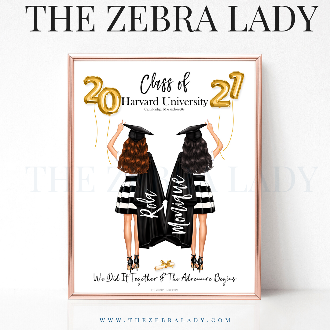 Graduation Girls Personalized Best Friend Graduation Wall Art Print