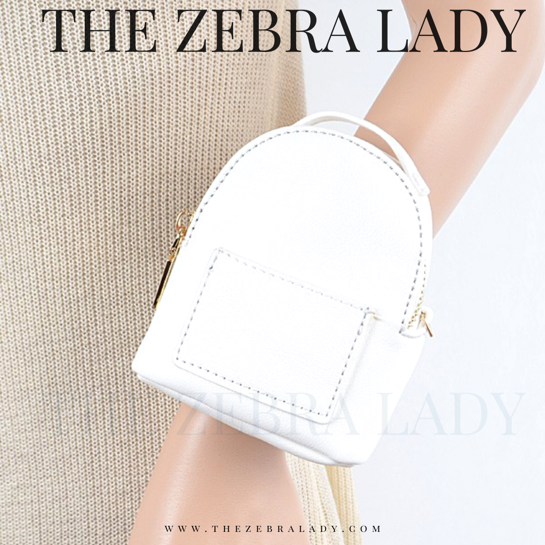 Mini Backpack Wrist Bracelet Crossbody Shoulder Bag White — THE ZEBRA LADY