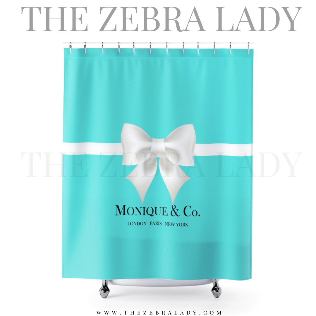 Personalized Breakfast At Tiffany's Aqua Shower Curtain