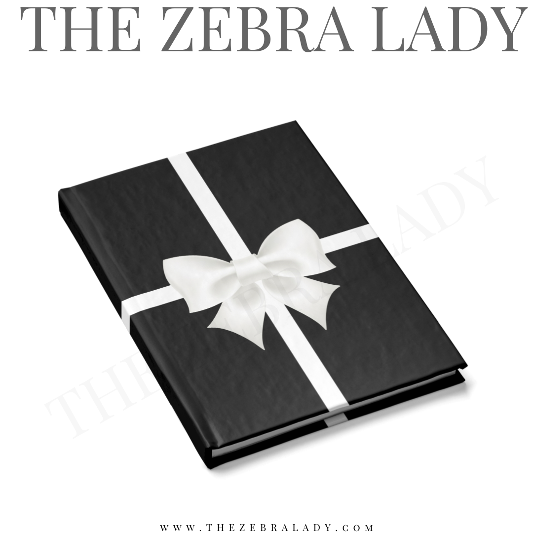 Journal Black White Gift Bow Blank or Ruled
