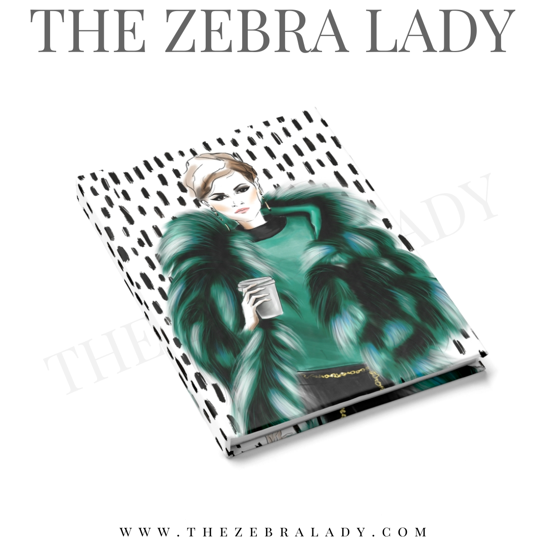 Green Fur Coffee Fashion Illustration Journal Blank or Ruled — THE ...