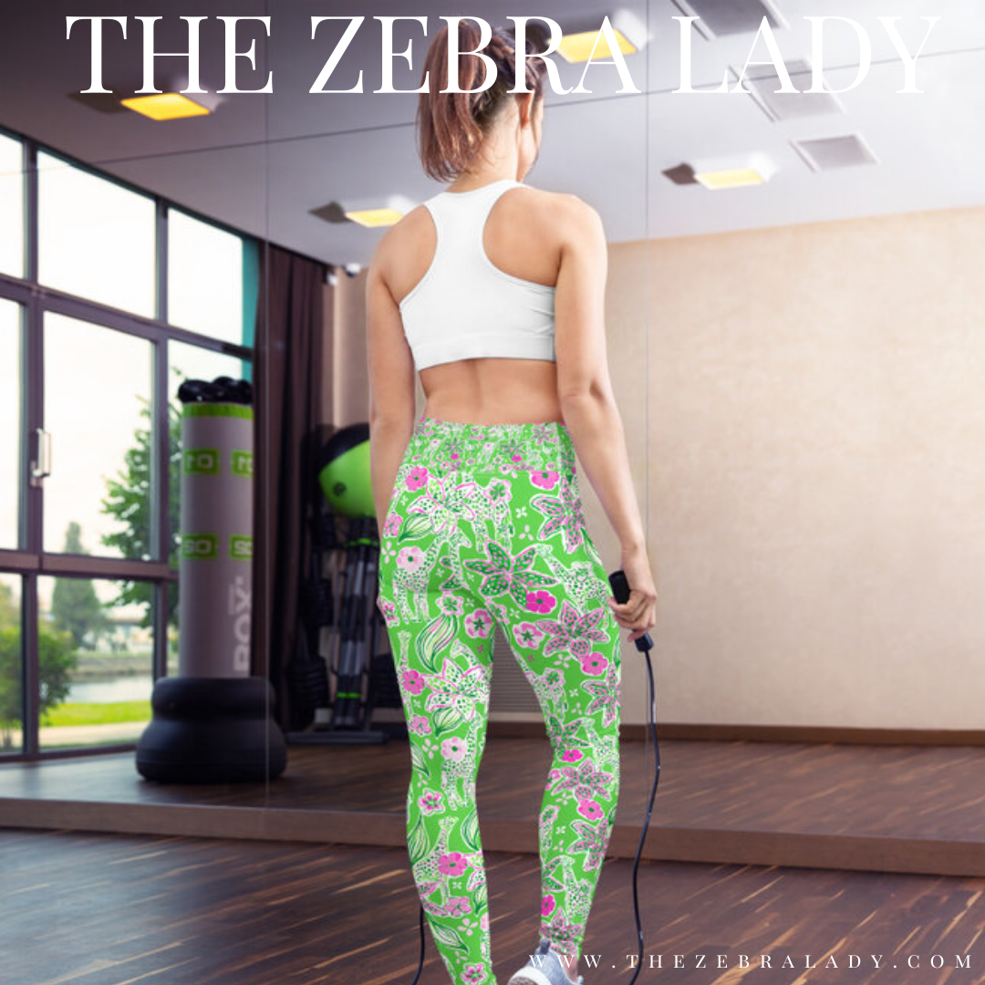Green Giraffe Preppy Yoga Leggings