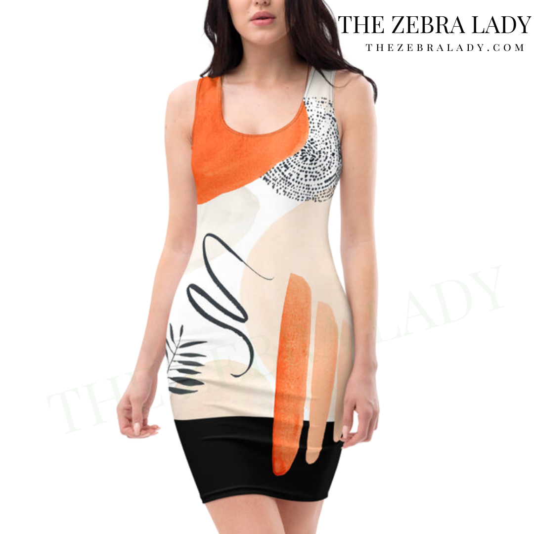Japanese Abstract Wabi Sabi Printed Dress