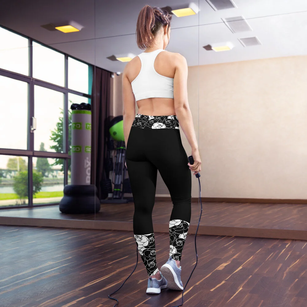 Black Coco Rose Color Black Yoga Leggings