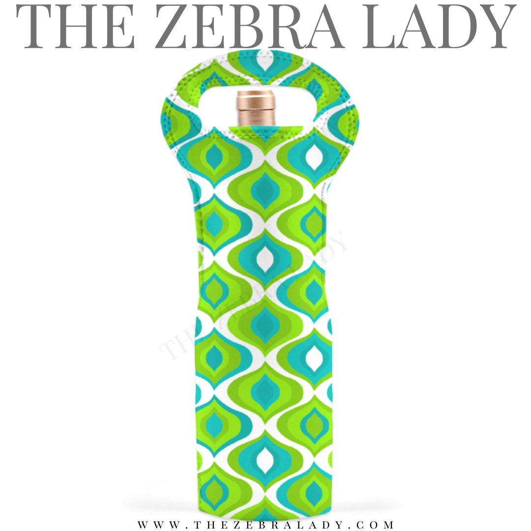 Green Pucci Style Wine Tote
