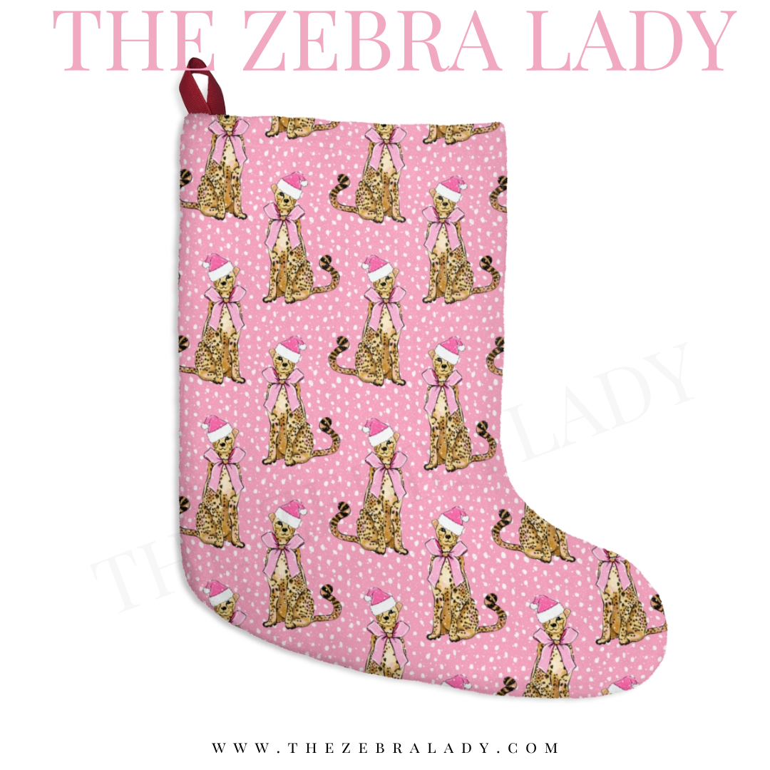 Pink Preppy Leopard Christmas Stocking