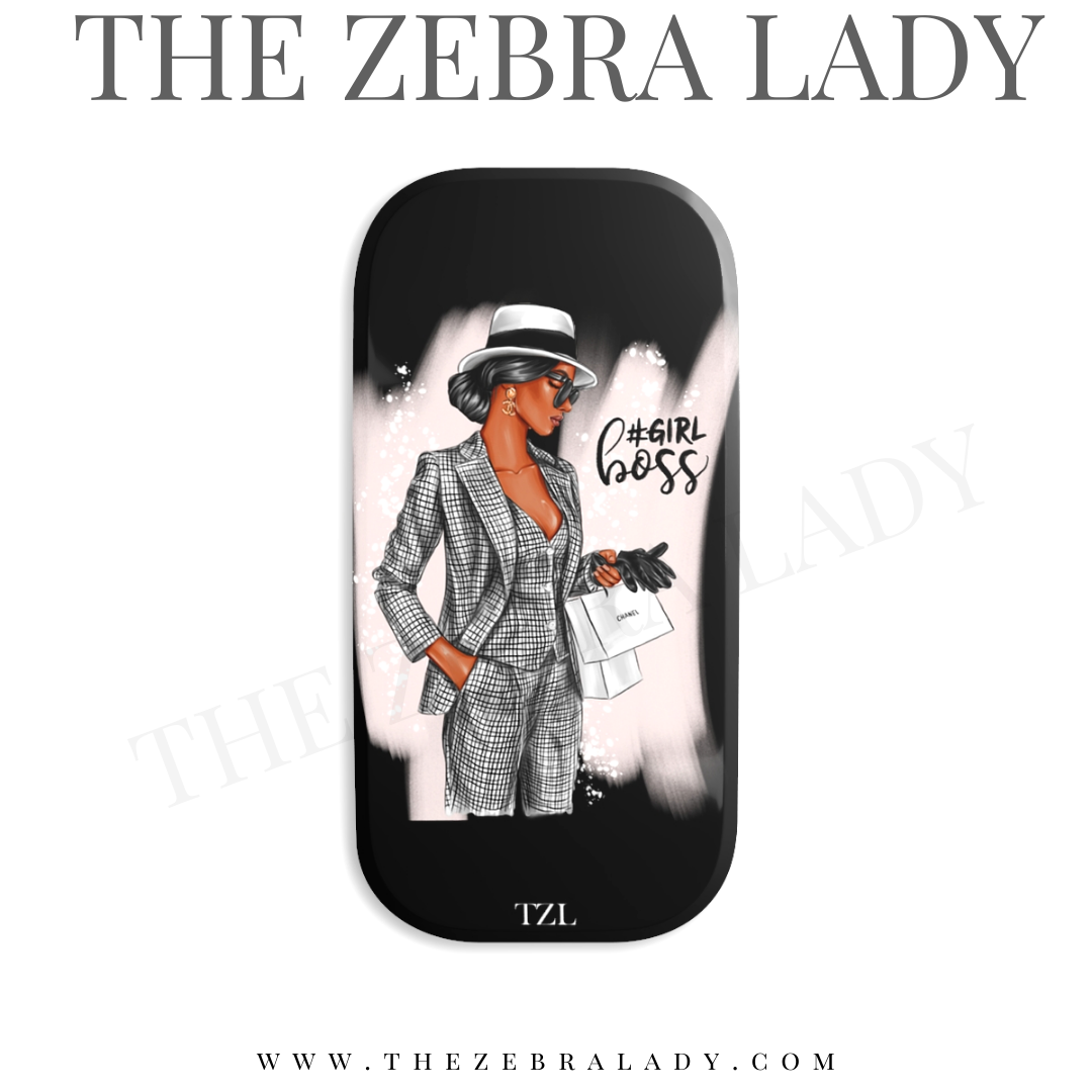 Girl Boss Shopping Phone Click-On Grip African American