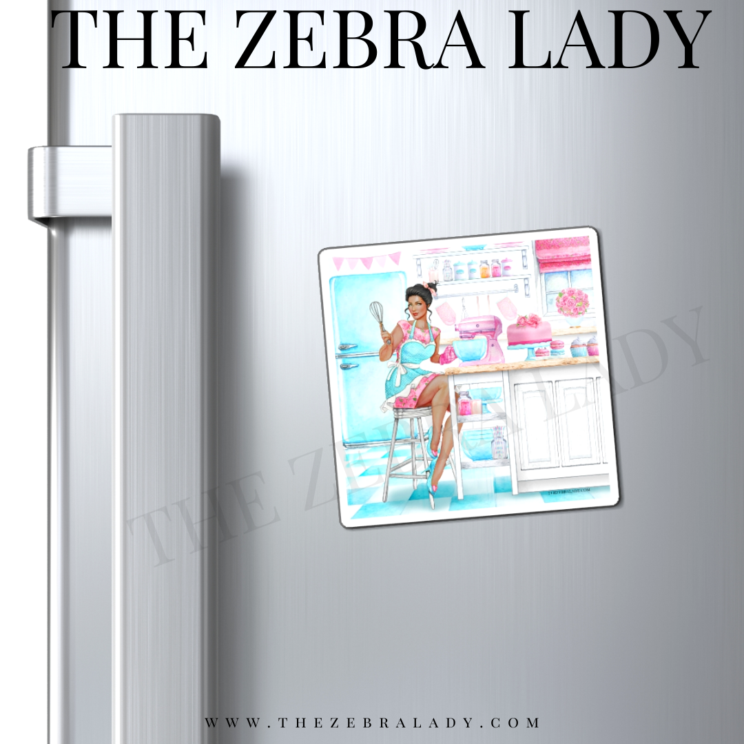 Pinup Baking Girl Fridge Magnet African American