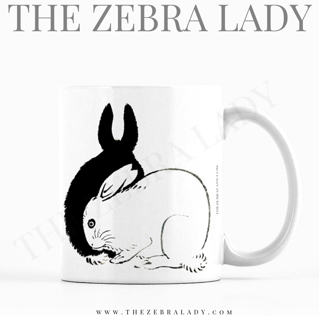 Black White Art Bunnies Mug