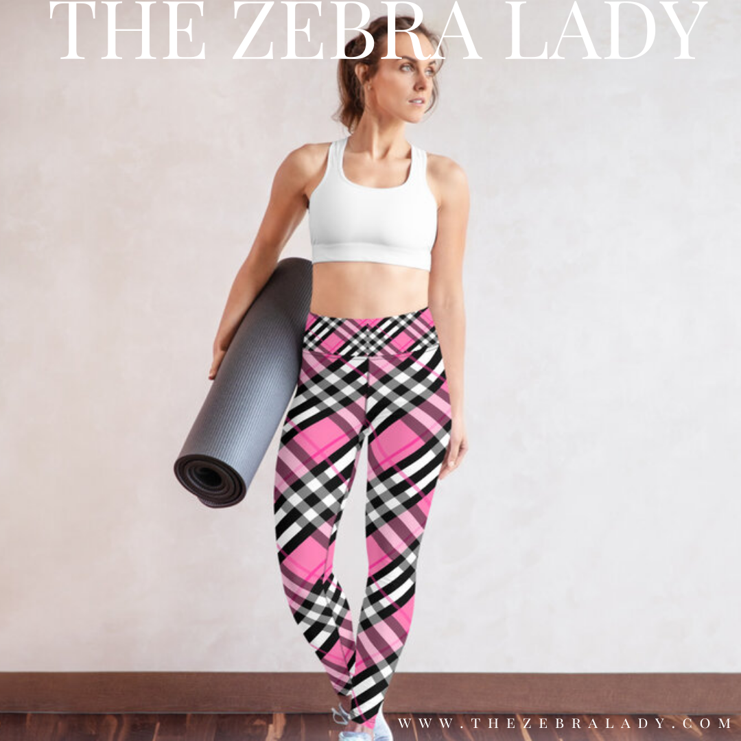 Hot Pink Plaid Yoga Leggings — THE ZEBRA LADY