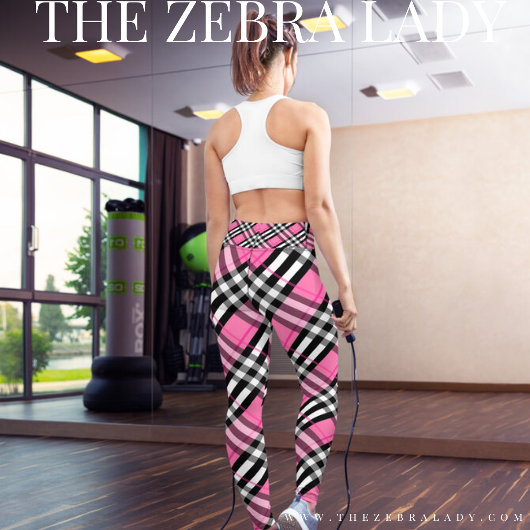 Hot Pink Plaid Yoga Leggings — THE ZEBRA LADY