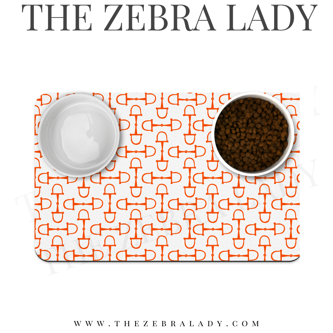 White Orange Horse Bit Equestrian Pet Mat