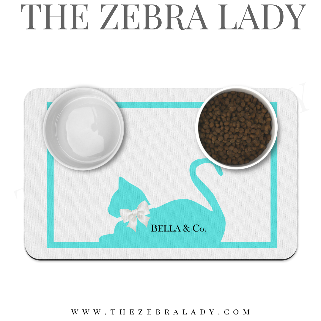 Personalized Aqua Cat breakfast at Tiffany's Pet Mat