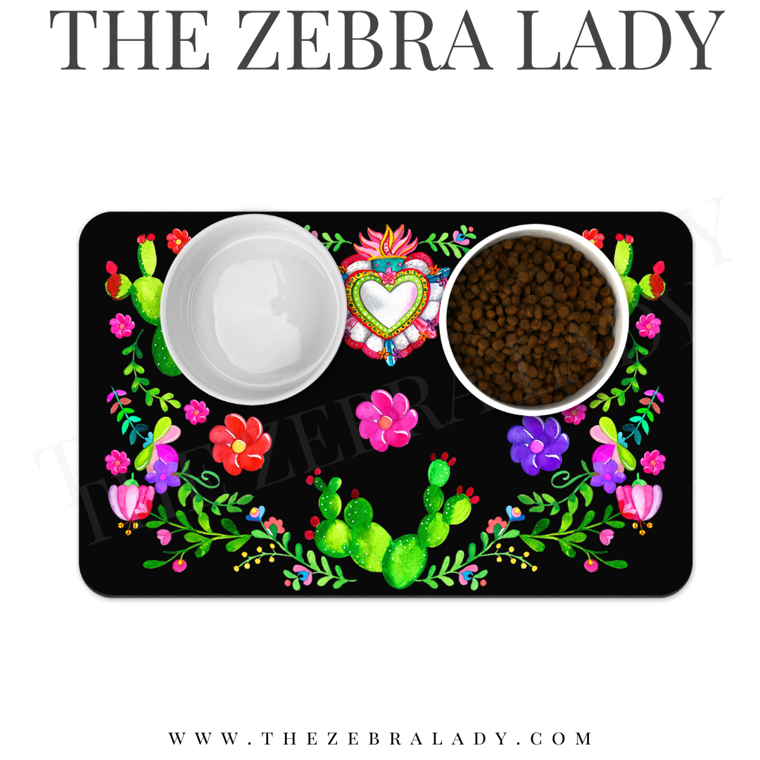 Black Mexican Cactus Watercolor Pet Mat