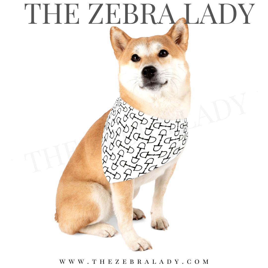 White Black Horse Bit Equestrian Collar Pet Bandana