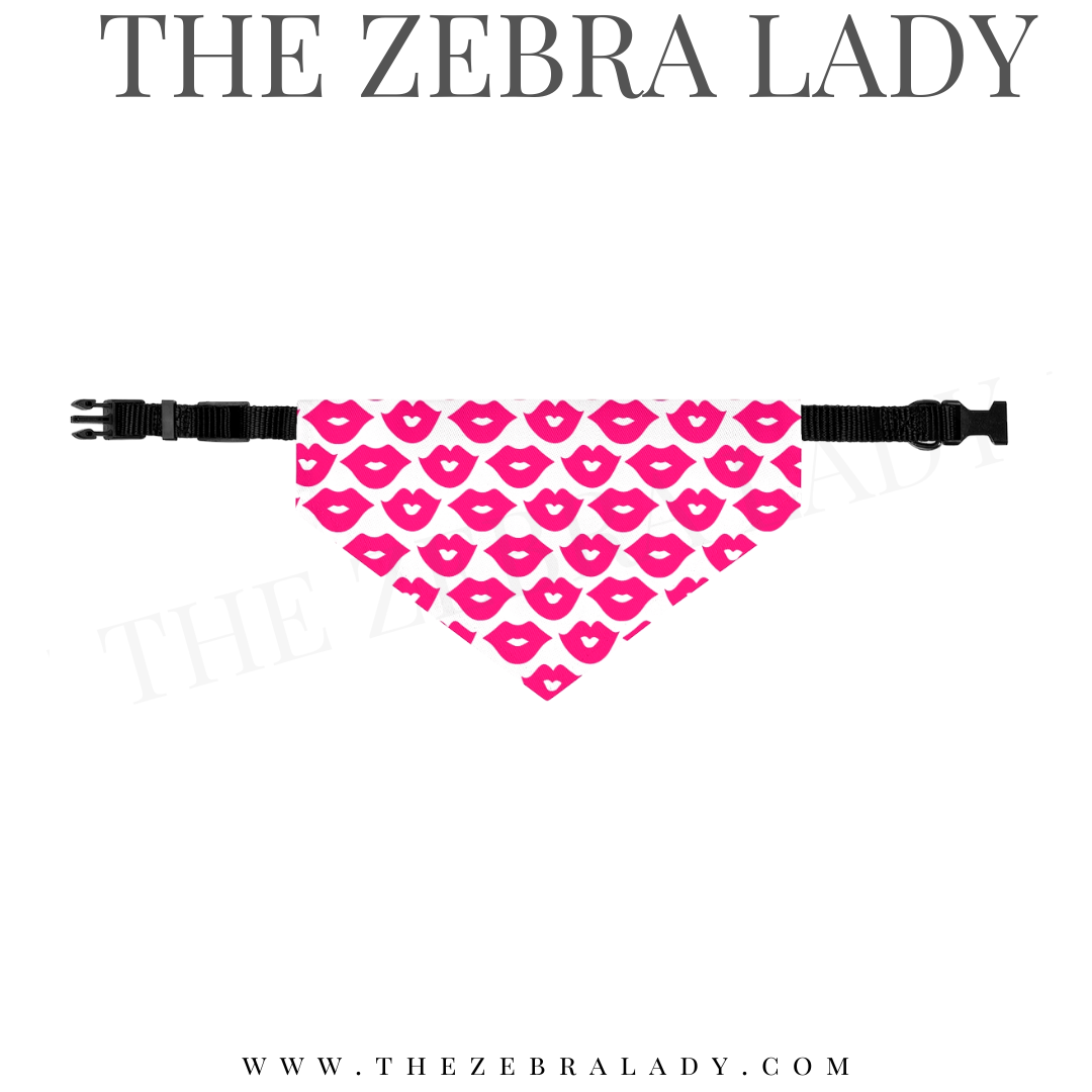 White Pink Lips Collar Pet Bandana
