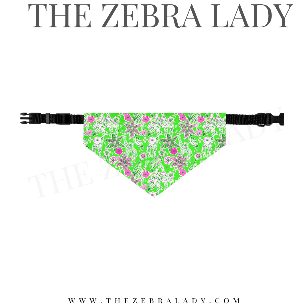 Green Preppy Giraffe Collar Pet Bandana