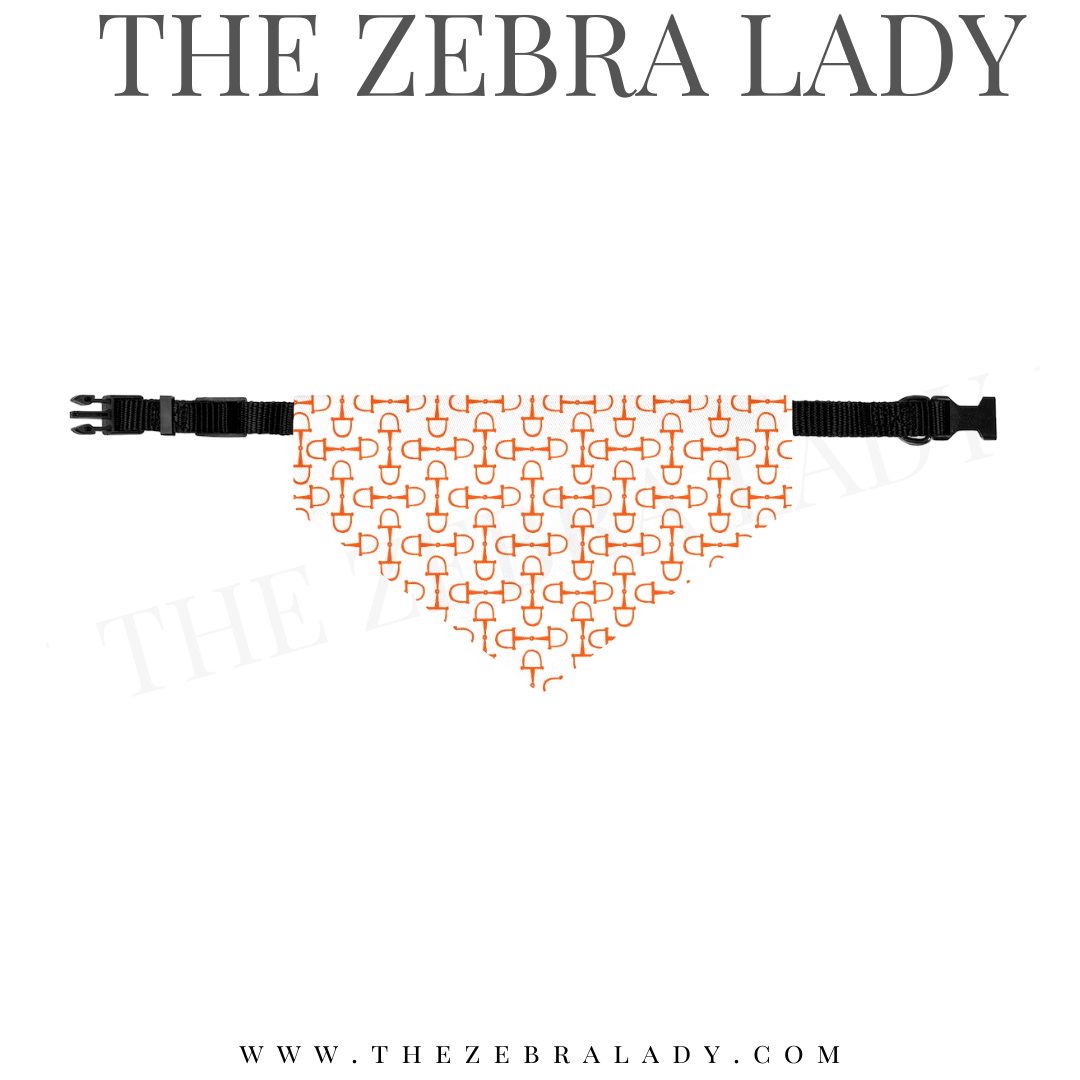 White Orange Horse Bit Equestrian Collar Pet Bandana