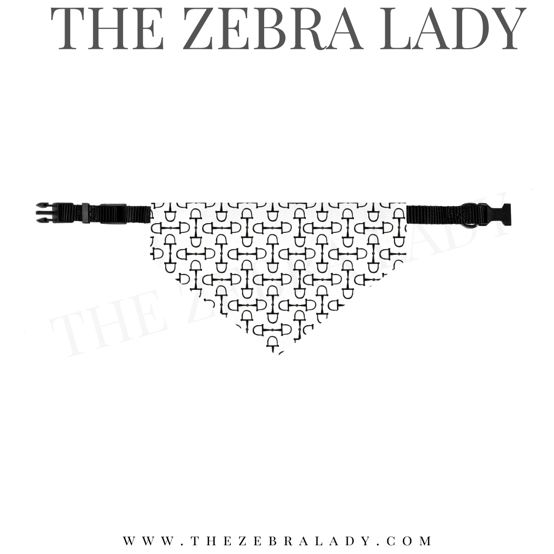 White Black Horse Bit Equestrian Collar Pet Bandana