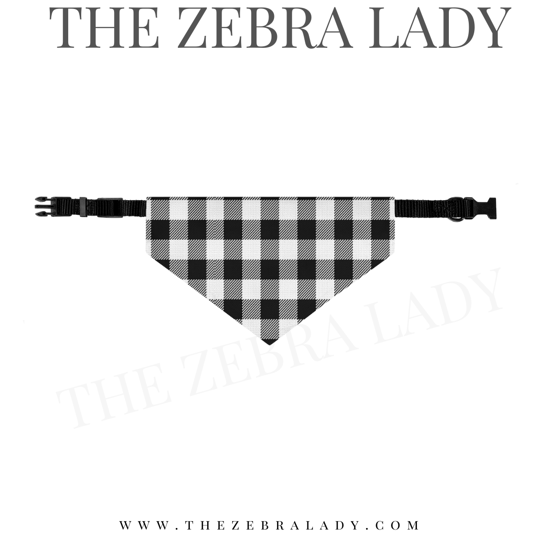 White Black Buffalo Plaid Collar Pet Bandana