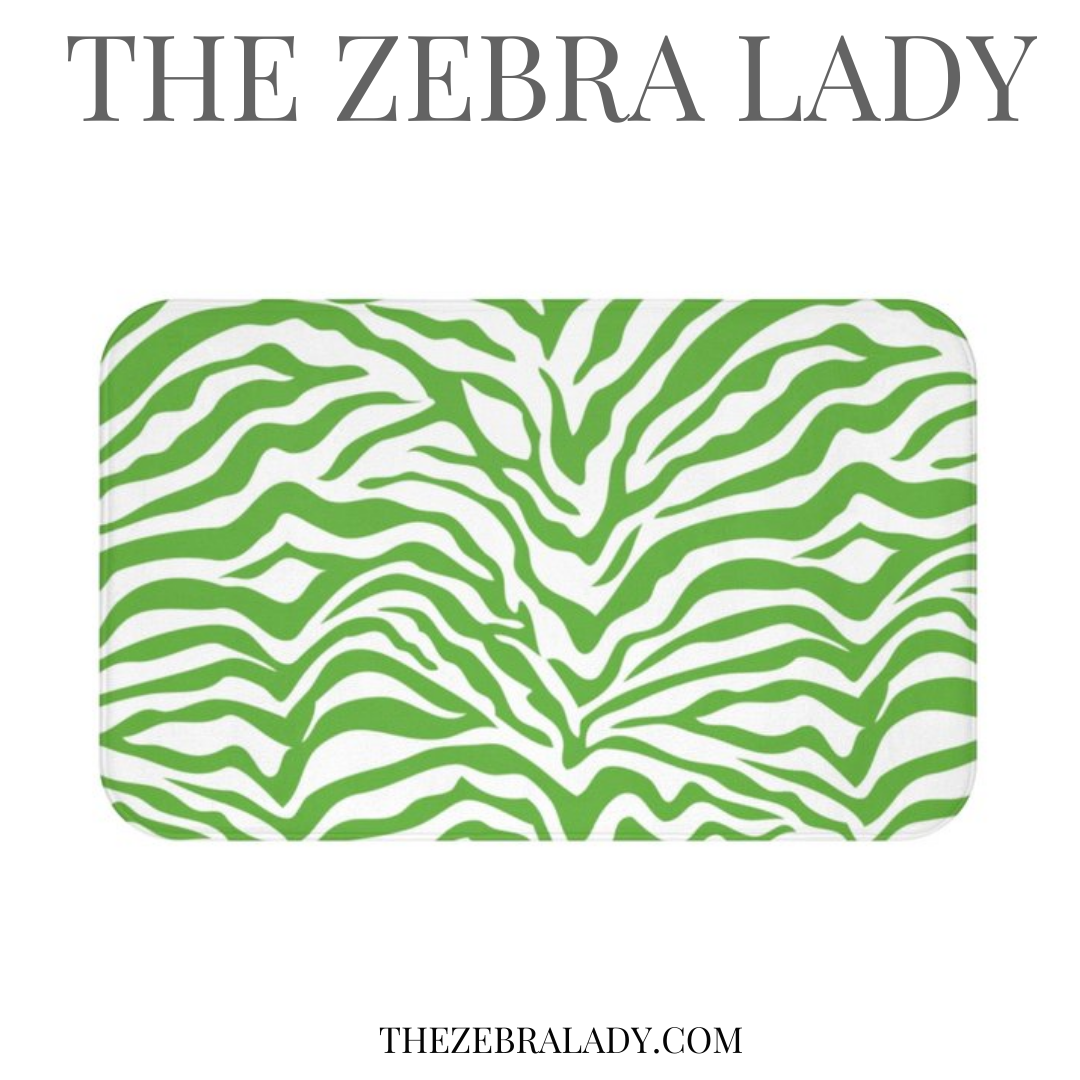 Green Zebra Bath Mat — THE ZEBRA LADY