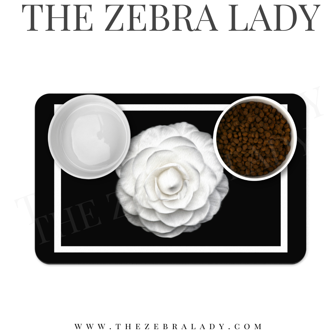Black White Frame White Coco Rose Pet Mat Neoprene Back