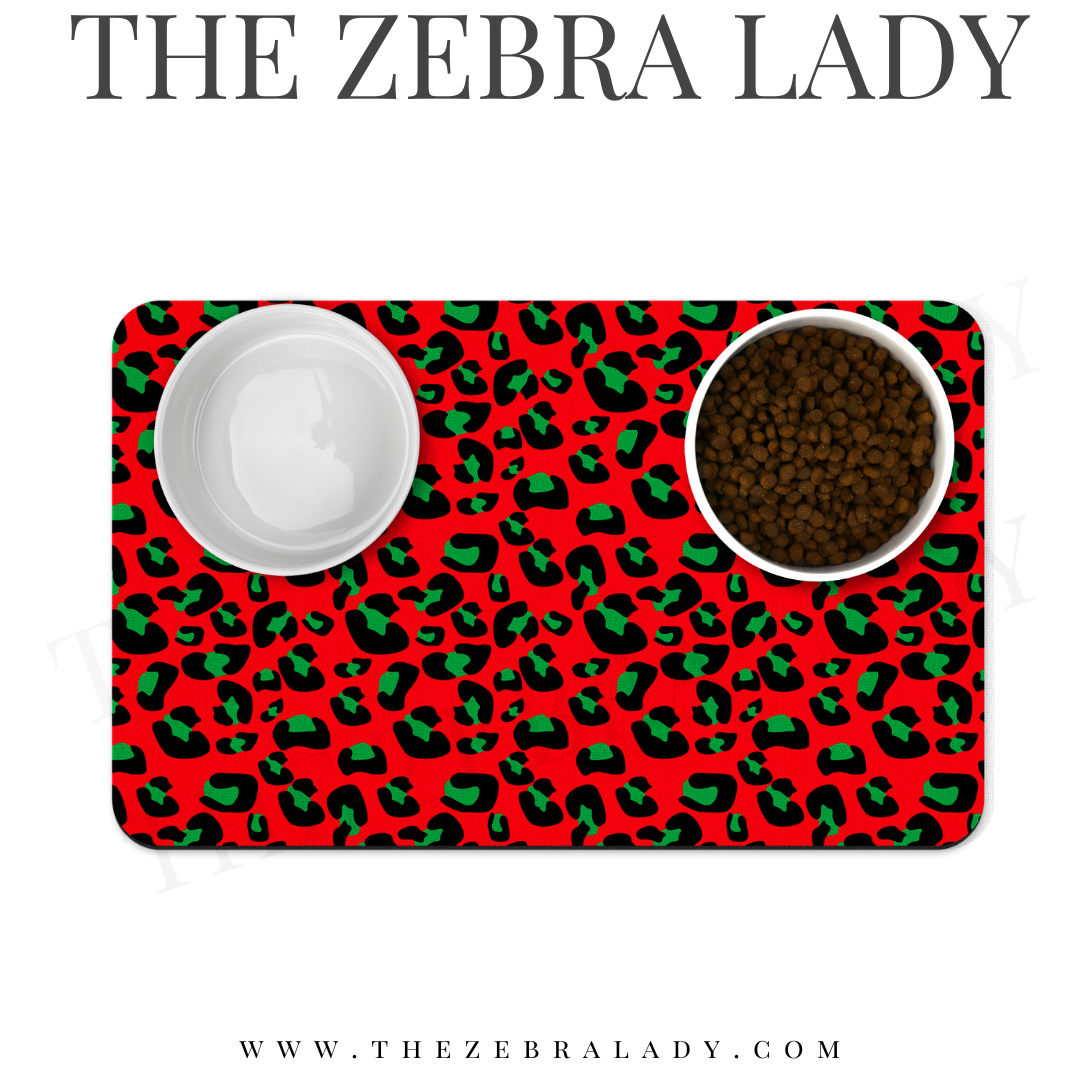 Christmas Leopard Pet Mat Neoprene Back