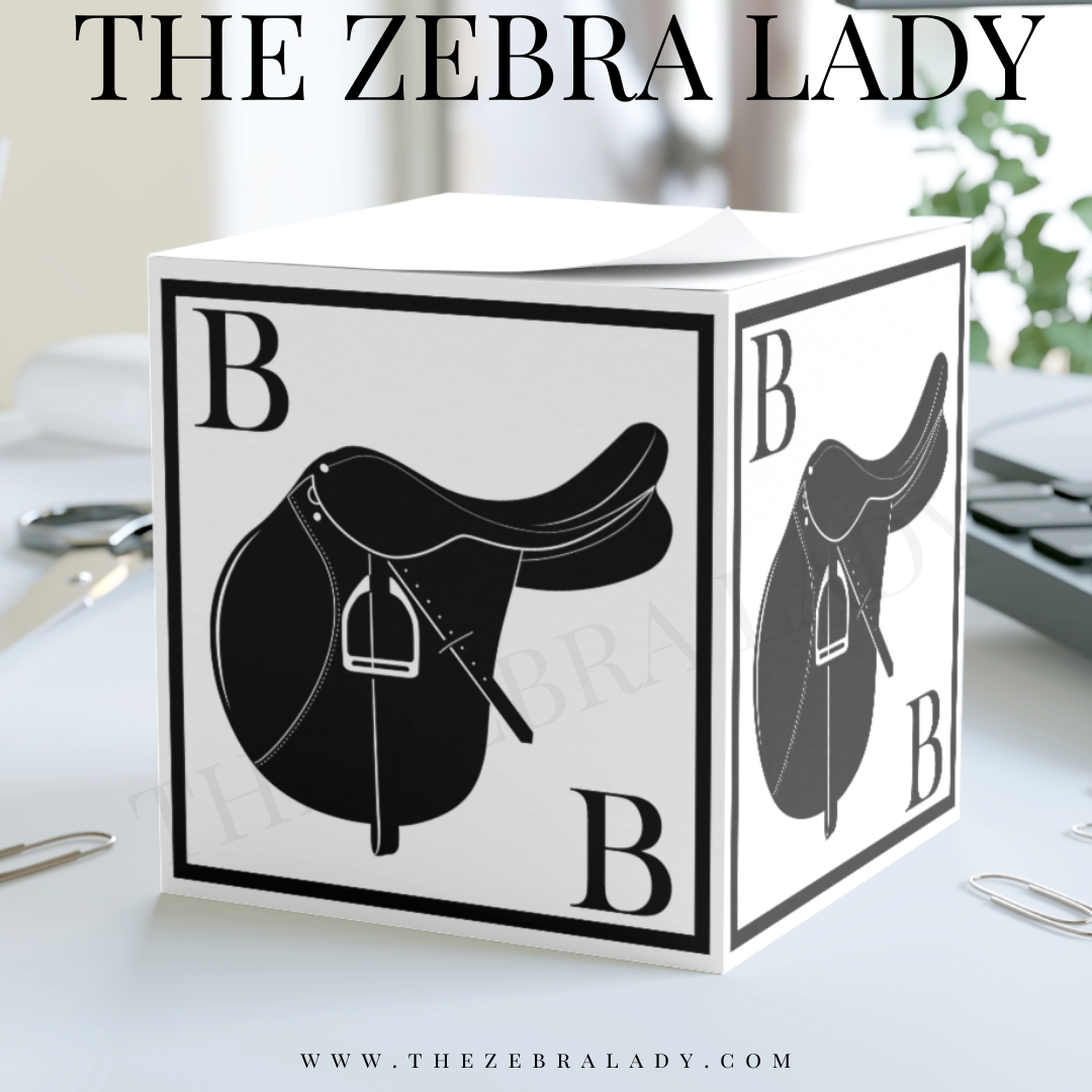 Personalized Equestrian English Saddle Note Cube Black