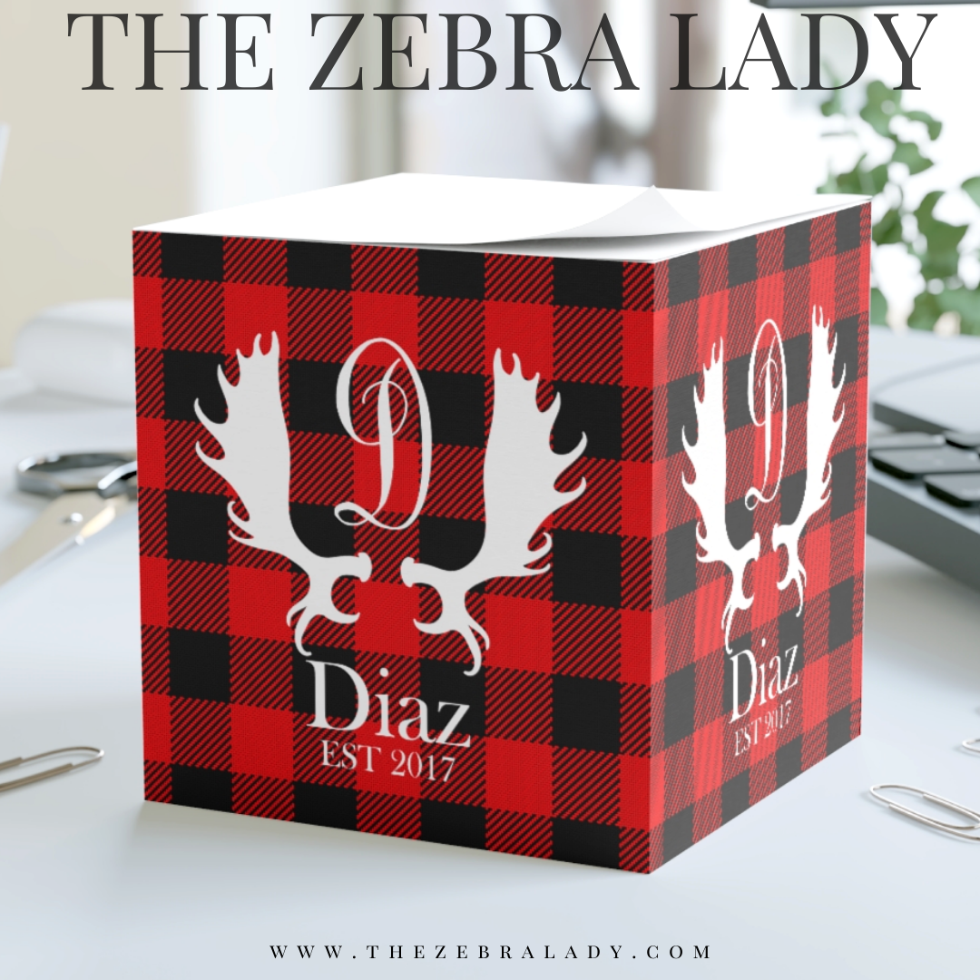Personalized Buffalo Plaid Moose Antlers Red