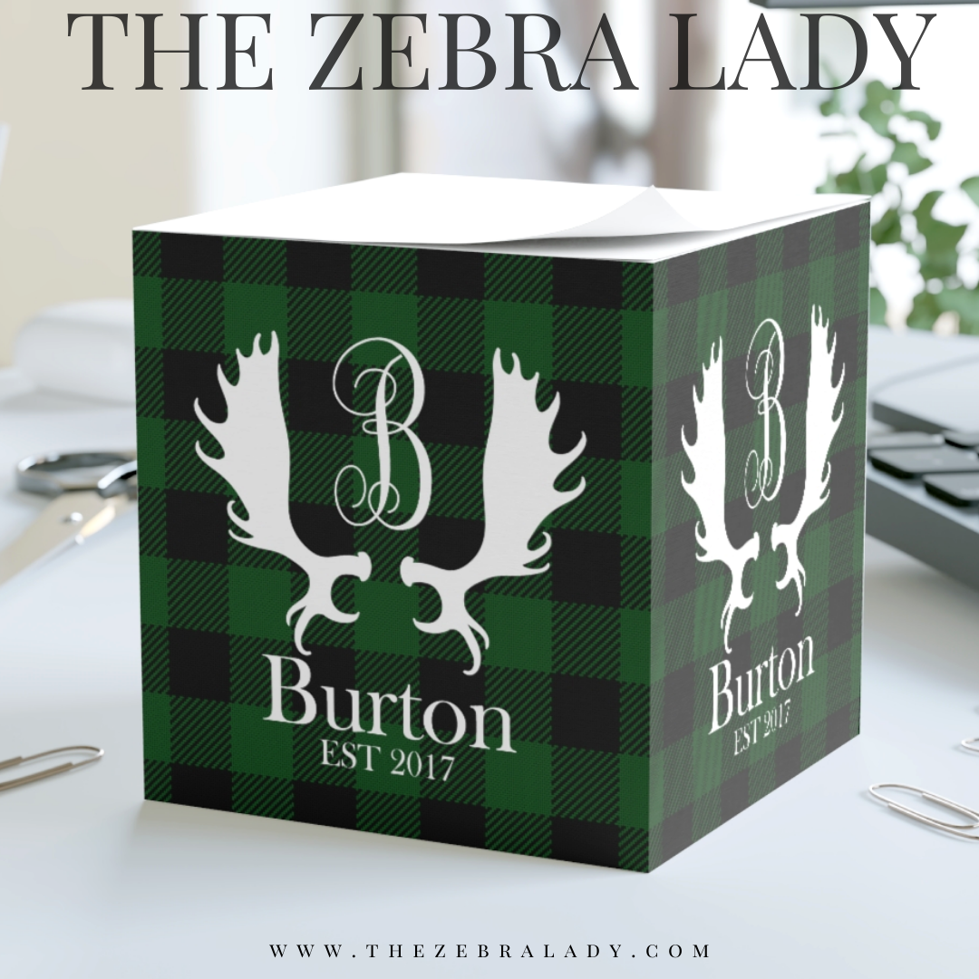 Personalized Buffalo Plaid Moose Antlers Green