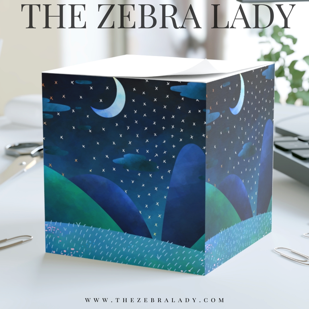 Watercolor Nighttime Dreams Note Cube