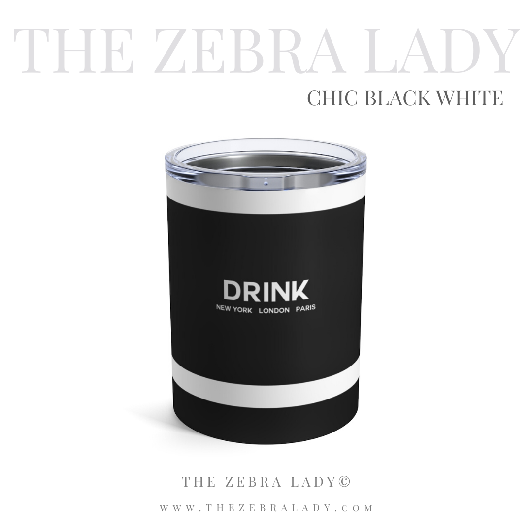 Drink Fashion TZL Black White Tumbler 10OZ